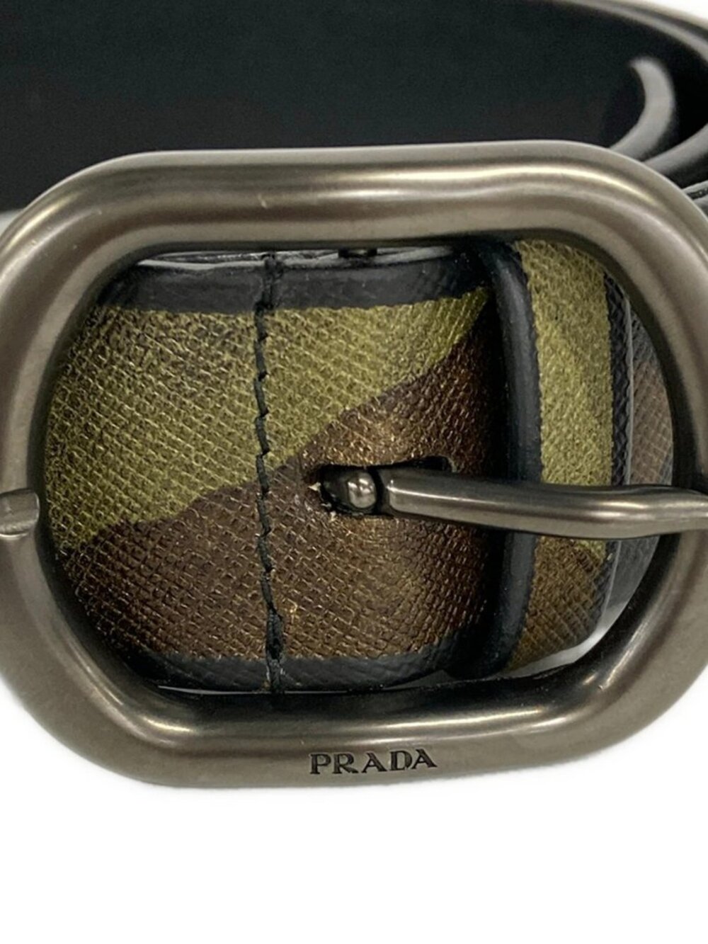 PRADA - Khaki Brown Multi Leather Hardware Belt